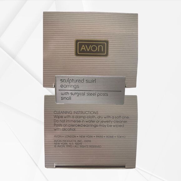 Vintage Sculptured Swirl Earrings Distributed by Avon in 1990 NIB Never Worn - Picture 2 of 2